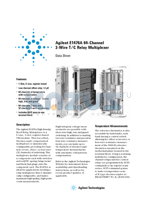 E1476-80000 datasheet - 64-Channel 3-Wire T/C Relay Multiplexer