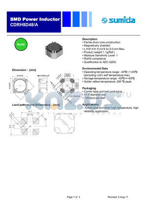 CDRH8D48/ANP-121MC datasheet - POWER INDUCTORS