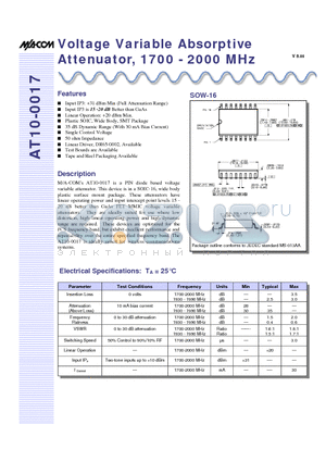 DR65-0002-TBP datasheet - Voltage Variable Absorptive Attenuator, 1700 - 2000 MHz
