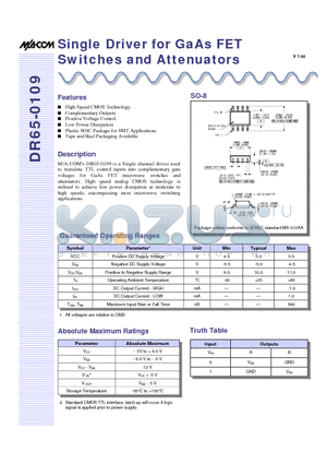 DR65-0109 datasheet - Single Driver for GaAs FET Switches and Attenuators