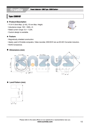 CDRR107 datasheet - Power Inductor< SMD Type : CDRR Series>