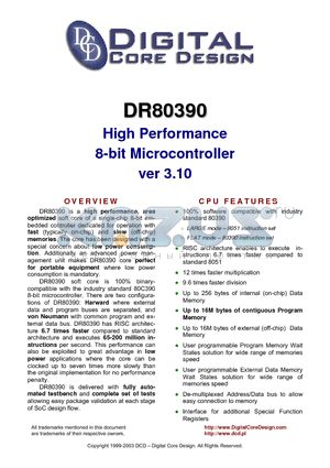 DR80390 datasheet - High Performance 8-bit Microcontroller ver 3.10