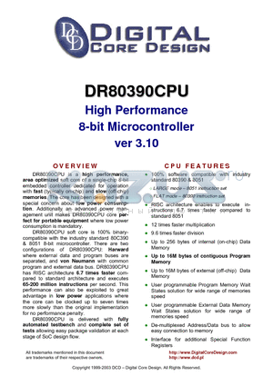 DR80390CPU datasheet - High Performance 8-bit Microcontroller ver 3.10