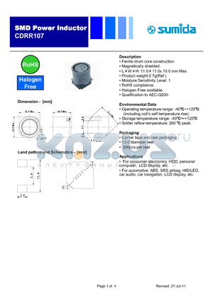 CDRR107NP-331MC datasheet - Power Inductor