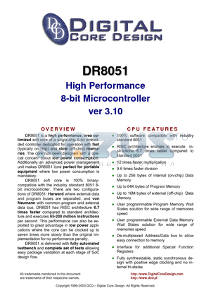 DR8051 datasheet - High Performance 8-bit Microcontroller ver 3.10