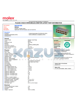 85780-1005 datasheet - HyperJack 1000 2x6 Modular Jack LED NonPOE