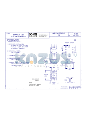 32454 datasheet - INDUCTOR, 4 mH POTS LOW PASS FILTER