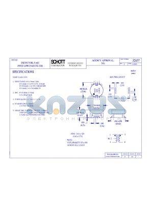 32457 datasheet - INDUCTOR, 6 mH POTS LOW PASS FILTER