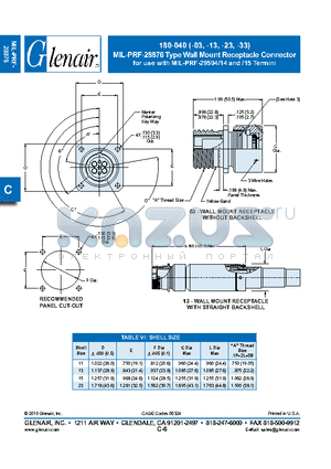 180-040-06 datasheet - Wall Mount Receptacle Connector