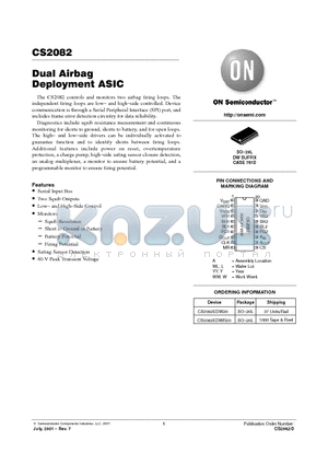 CS2082EDW20 datasheet - Dual Airbag Deployment ASIC