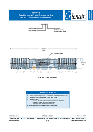 180-043M datasheet - Feedthrough Probe Connector for