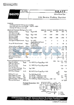 DRA2TB datasheet - 2.0A Reverse Blocking Thyristor