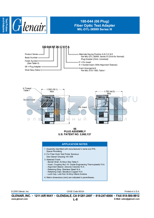 180-044B06-11-2-8S datasheet - Fiber Optic Test Adapter