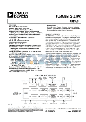 AD1959YRSRL datasheet - PLL/Multibit DAC