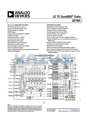 AD1985JST-REEL datasheet - AC 97 SoundMAX Codec