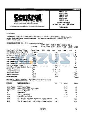 CS218I-30PB datasheet - ISOLATED TAB SCR 30 AMP 200 THRU 1200 VOLTS