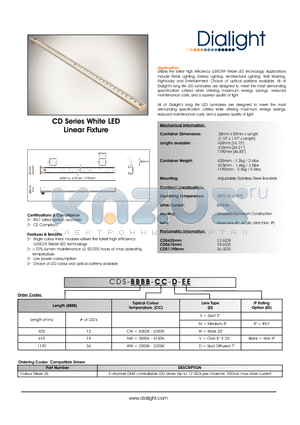 CDS-1190-CW-D datasheet - CD Series White LED Linear Fixture