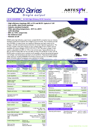 EXQ50-48S2V5 datasheet - 36-50W High Efficiency DC/DC Converters