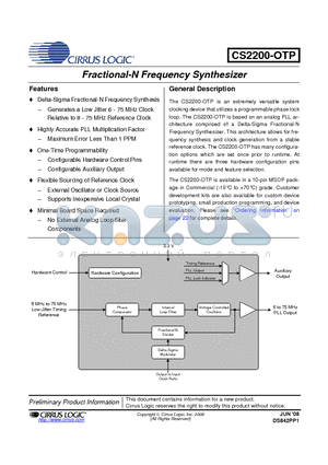 CS2200P-CZZR datasheet - Fractional-N Frequency Synthesizer