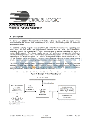 CS22210 datasheet - WIRELESS PCI/USB CONTROLLER
