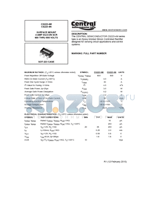 CS223-4M_10 datasheet - SURFACE MOUNT 4 AMP SILICON SCR 600 THRU 800 VOLTS