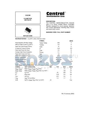 CS223M datasheet - 0.8 AMP SCR 600 VOLTS