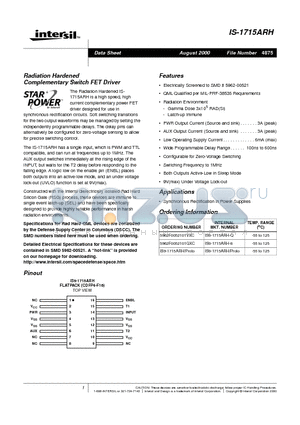 5962F0052101QXC datasheet - Radiation Hardened Complementary Switch FET Driver