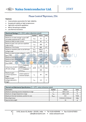 CS23-08IO2 datasheet - Phase Control Thyristors, 25A