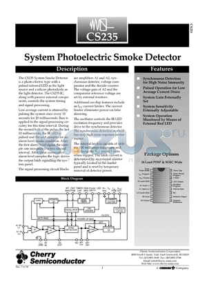 CS235GDW18 datasheet - System Photoelectric Smoke Detector