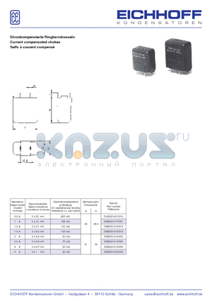 DRB020-001 datasheet - Stromkompensierte Ringkerndrosseln Current compensated chokes