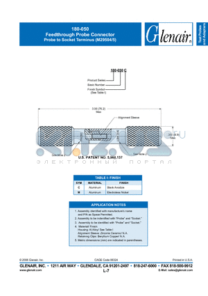 180-050C datasheet - Feedthrough Probe Connector