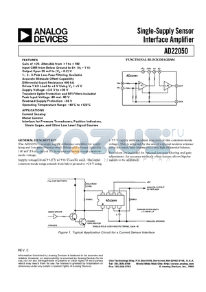 AD22050R-REEL datasheet - Single-Supply Sensor Interface Amplifier