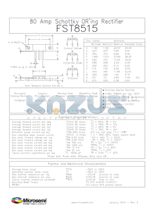 85CNQ015A datasheet - 80 Amp Schottky ORing Rectifier