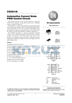 CS2841BEBN8 datasheet - Automotive Current Mode PWM Control Circuit