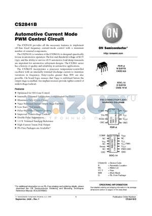 CS2841BEBN8G datasheet - Automotive Current Mode PWM Control Circuit