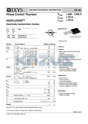 CS29-12IO1C datasheet - Phase Control Thyristor