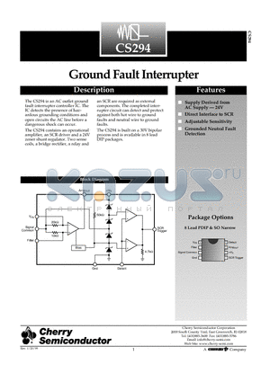 CS294GN8 datasheet - Ground Fault Interrupter