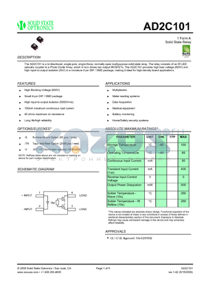AD2C101 datasheet - Solid State Relay