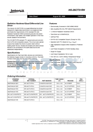 5962F9563201QEC datasheet - Radiation Hardened Quad Differential Line Driver