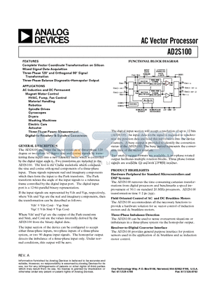 AD2S100 datasheet - AC Vector Processor