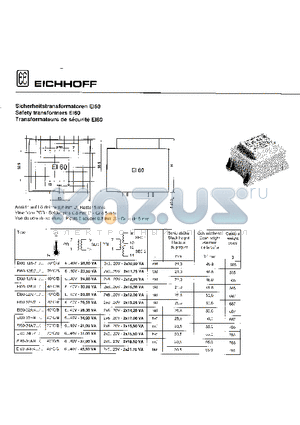 E160-12F datasheet - Safety transformers