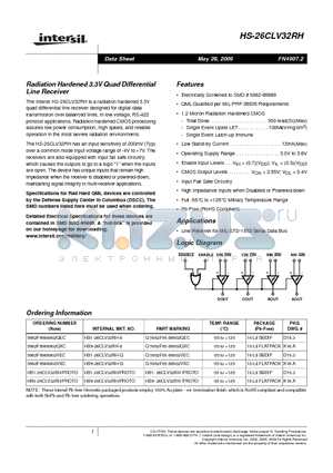 5962F9568902QEC datasheet - Radiation Hardened 3.3V Quad Differential Line Receiver