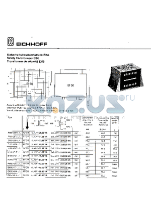 E166-34A datasheet - SAFETY TRANSFORMERS