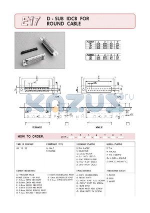 E17-09-F-A-N-C-A-1 datasheet - D-SUM IDCB FOR ROUND CABLE