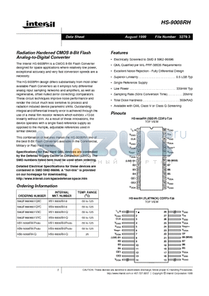 5962F9669601QXC datasheet - Radiation Hardened CMOS 8-Bit Flash Analog-to-Digital Converter