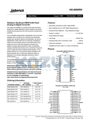 5962F9669601VYC datasheet - Radiation Hardened CMOS 8-Bit Flash Analog-to-Digital Converter