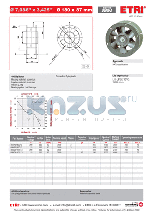 85MF0162C13 datasheet - 400 Hz Fans