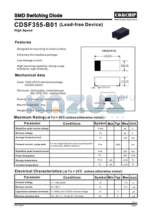 CDSF355-B01 datasheet - SMD Switching Diode