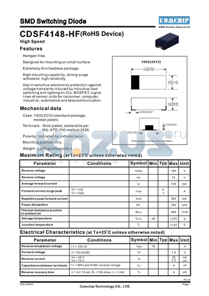 CDSF4148-HF datasheet - SMD Switching Diode