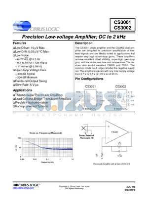 CS3001-ISZ datasheet - Precision Low-voltage Amplifier; DC to 2 kHz
